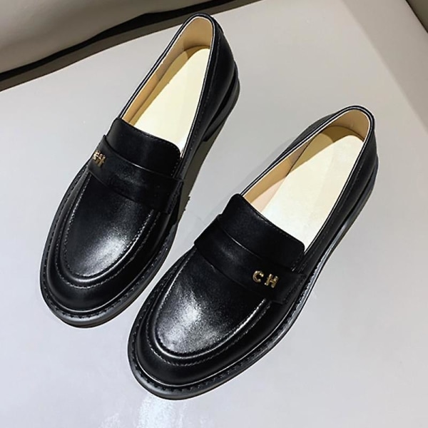 Kvinnor Sneakers i äkta läder Slip On Shoes 8.5 / Black slipper