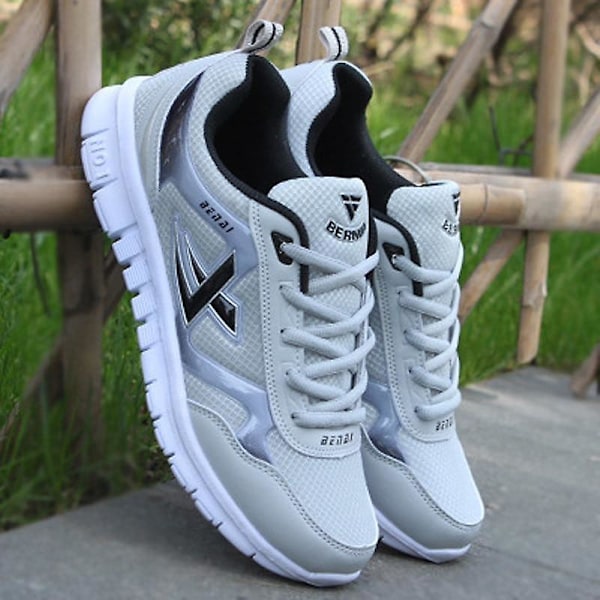 Herr Sneakers, Trendiga Mesh Andningsbara Snörskor Black 6.5