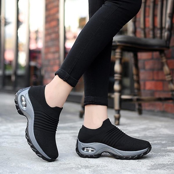 Kvinnors promenadmode Casual , sneakers Black C 36
