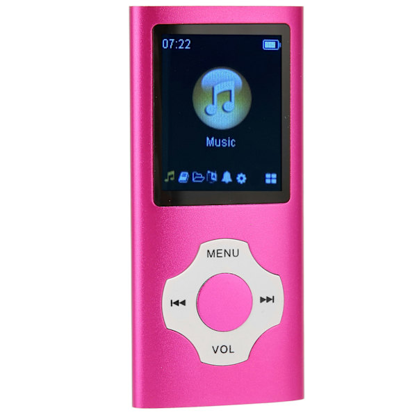 MP3-spelare 1,8 tum LCD-skärm Stöd för inspelning FM-radio Bärbar musikspelare för studenter Rosa