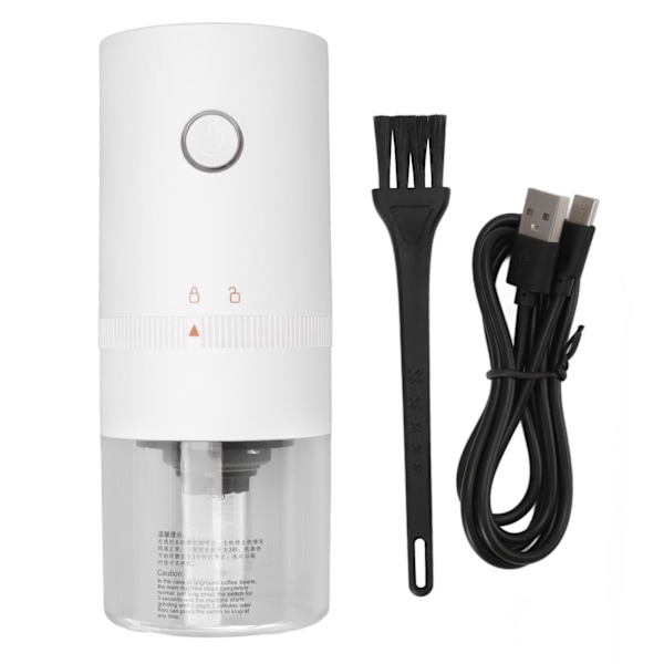 Elektrisk pepparkvarn Justerbar grovlek USB Uppladdningsbar Automatisk kryddkvarn för salt örter vit