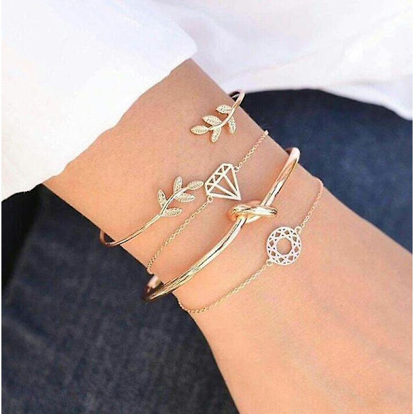 Bohemia Leaf Knot Hand Cuff Link Chain Charm Armband