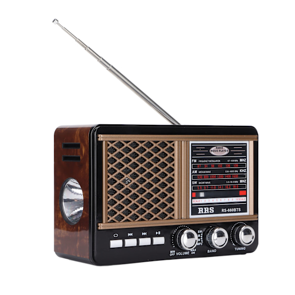 Nödväderradio Batteridriven Solcellsdriven Multibandsradio med Ficklampa för Utomhusnöd