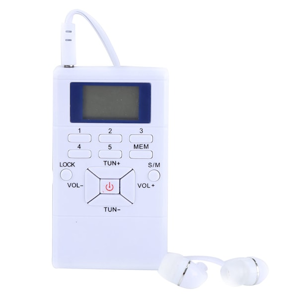 Mini Bärbar LCD FM-radio Digital Signal Processing Trådlös Mottagare Med Hörlurar Vit