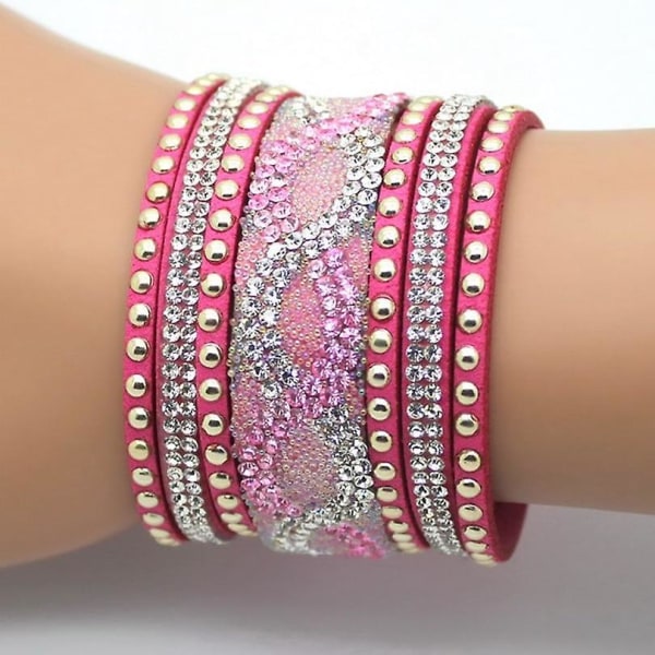 Kristallläderarmband & armband Printed Pave Inställning Rhinestone SLPG724