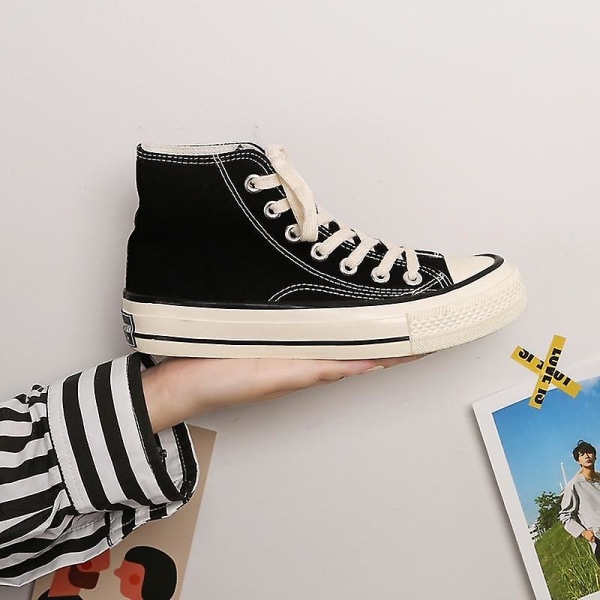 High Top Dammode Casual Skor, Casual Sneakers BLACK 10