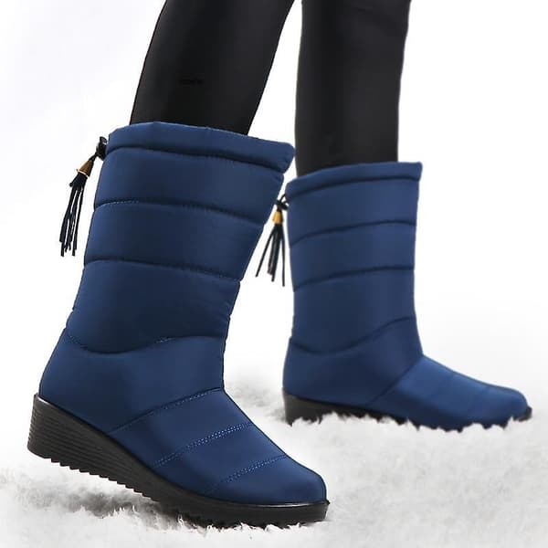 Dam vintervarma, vattentäta, plyschpäls ankelsnöskor tassel blue 5.5