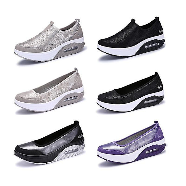 Dam Flats Sweet Shallow Bekväma Slip-on Platform Balett Sneakers 001 grey 7
