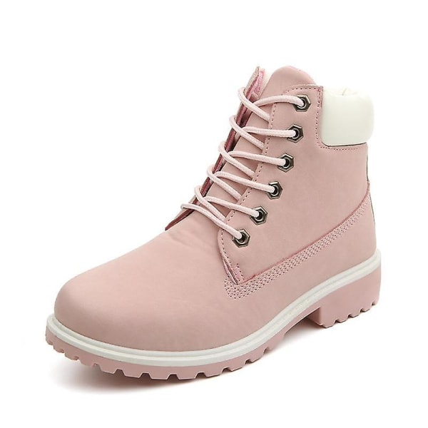 Varma plysch kvinnor Fyrkantiga klackar Vinter Rosa No Fur Snow Boots 6.5 / Pink no fur