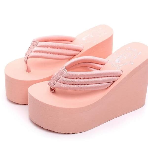 Dammode Sommar Chunky Sole Wedges Sandaler pink 11 cm 7