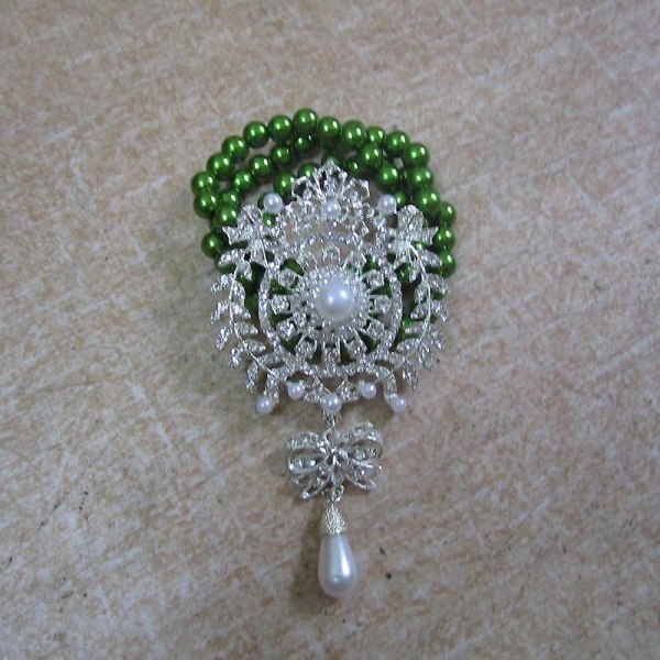 Prom Hand Corsage Pearl Jeweled Crystal Bling Bröllopsarmband Green