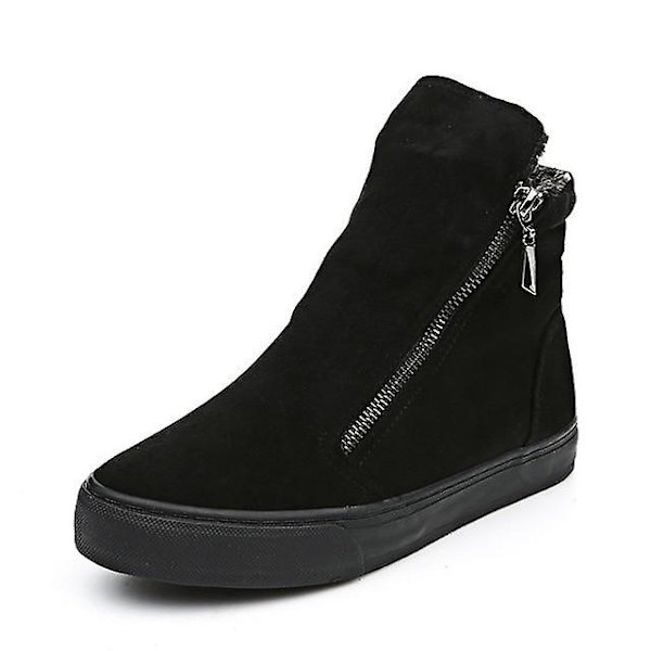 Vinter Kvinnor Varm Plysch Dragkedja Snow Boots Black 4