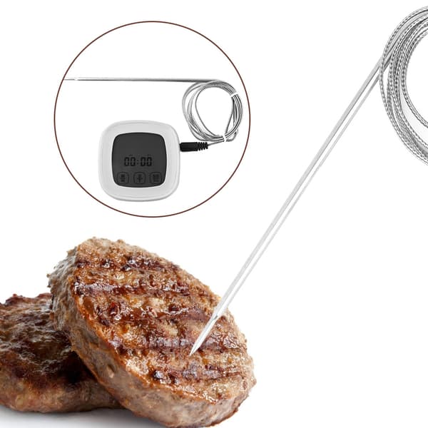 Digital elektronisk köks- och grilltermometer med pekskärm och timer (Vanlig sond)