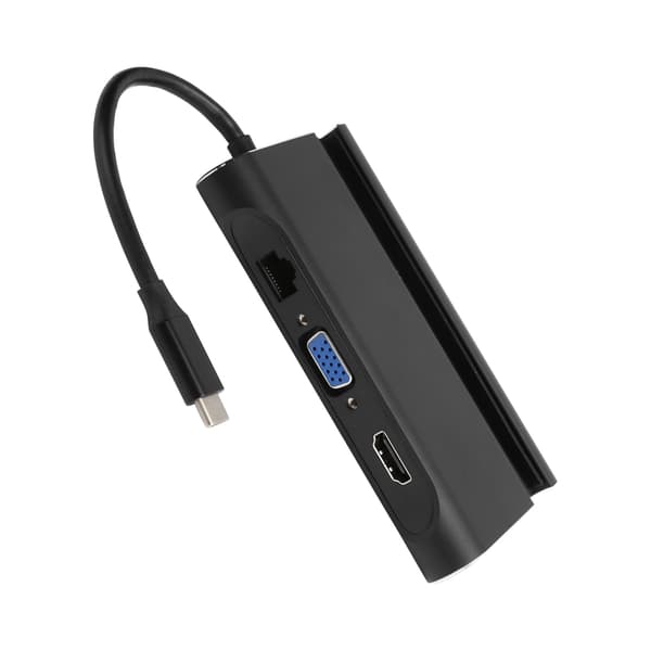 7-i-1 Dockningsstation USB Type-C Hub HD Multimedia Interface VGA RJ45 PD Hub Adapter