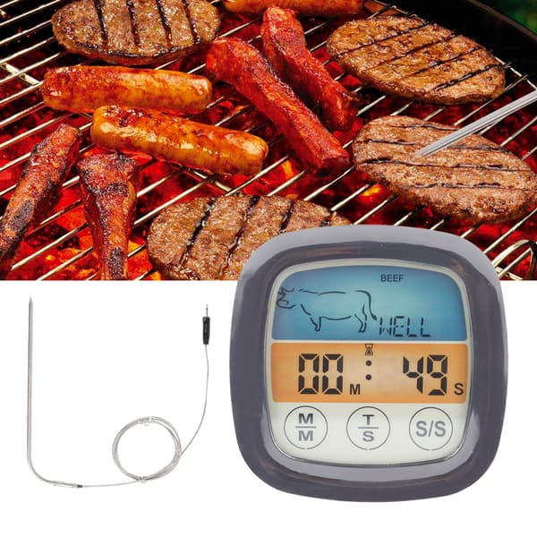 BBQ Termometer Kött Matlagningsprob Termometer med Timer Temperaturmätningsverktyg