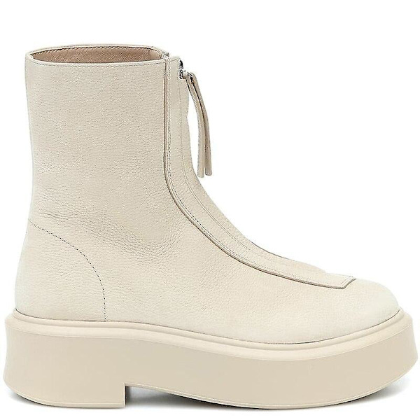 Front Zipper Plattform Kvinna Ankel Boots 36 / Leather Lining Black