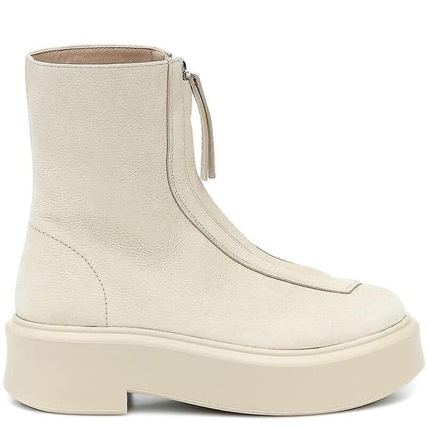 Front Zipper Plattform Kvinna Ankel Boots 39 / Leather Lining Black