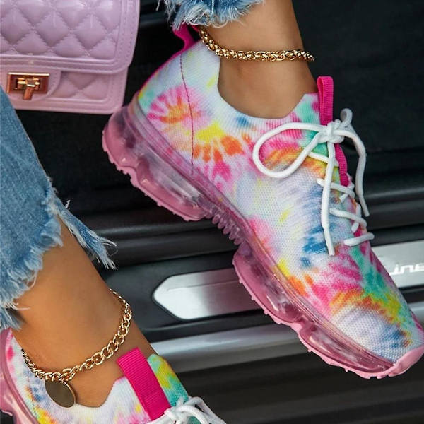 Andningsbara sneakers för kvinnor, snörskor i mesh multi 37