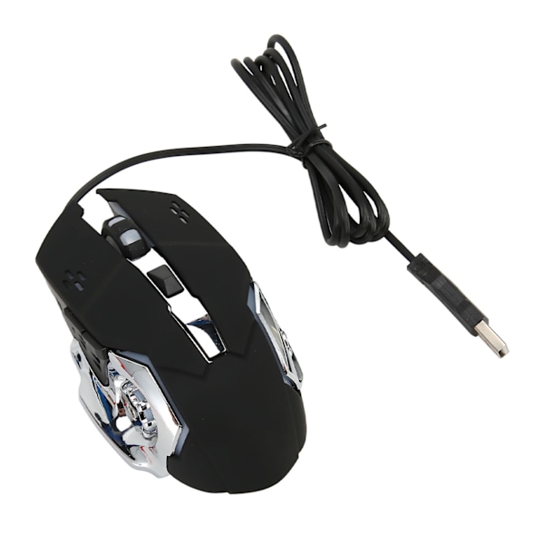 Trådbunden Spelmus USB Optisk Datormus med RGB-bakgrundsbelysning 4 Justerbara DPI Upp till 3600 Bärbar Tyst Mus för Windows 7 8 10 XP Svart