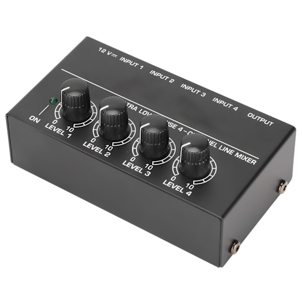 4-kanals linjemixer Stereo Kompakt Lågt Brus Justerbar Volym Ljudmixer för Klubbar Barer 100–240V EU-kontakt