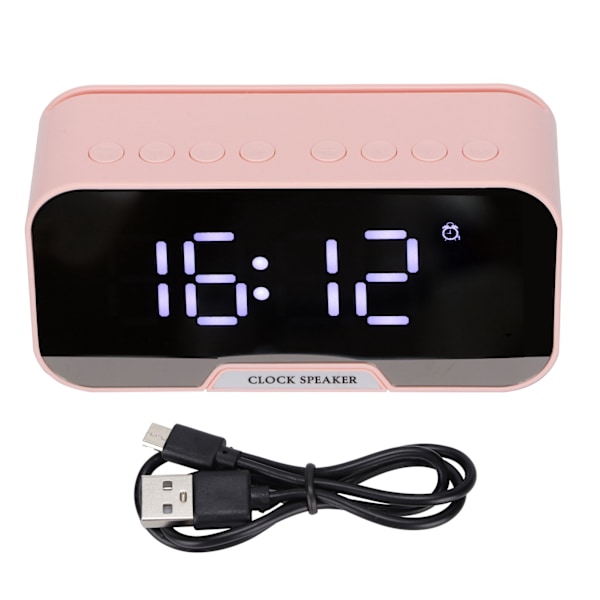 D?88 Multifunktionell Bluetooth Klockradio Portabel Dubbel Väckarklocka Funktion Högtalare för Sovrum Kontor Rosa