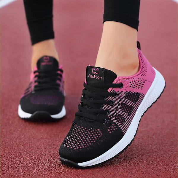 Sportiga Plattform Sneakers för Dam, Vinter Flats Löparskor Black 37