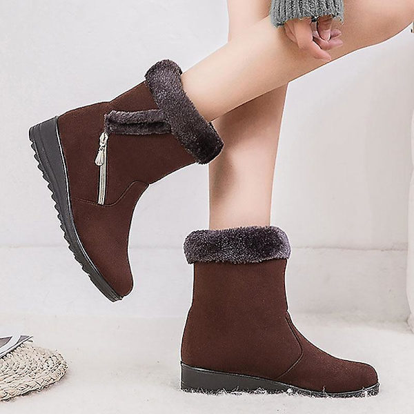 Vinter Kvinnor Solid Flat Snow Boots Brown 3 6.5