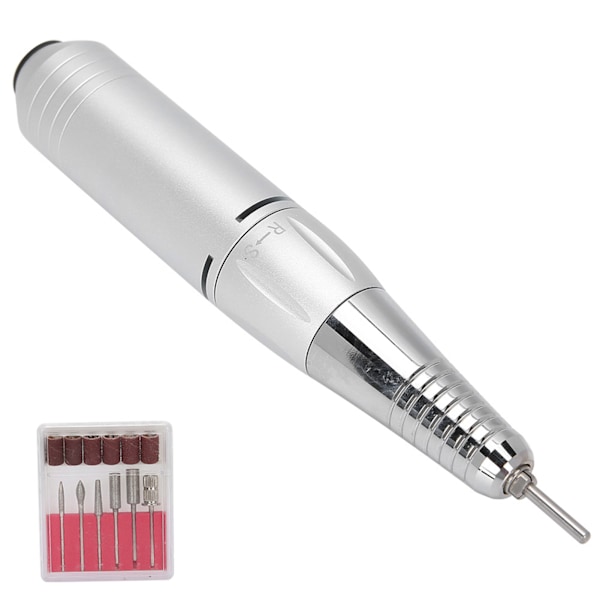 Elektrisk Nagelborr USB Uppladdningsbar Portabel Manikyr Pedikyr Maskin Silver