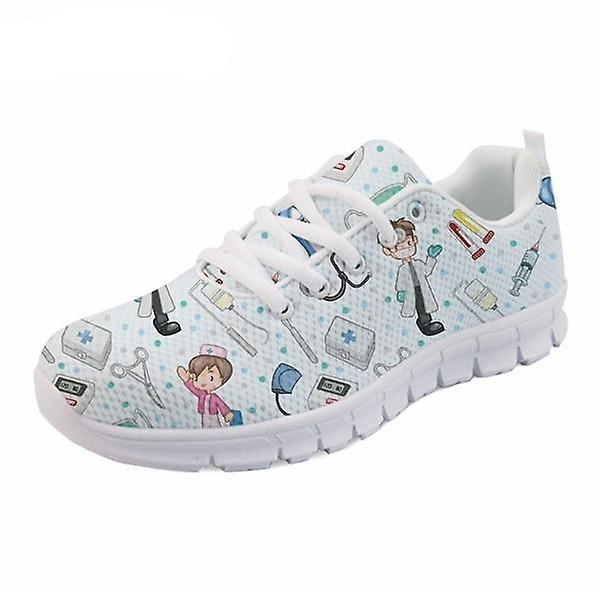 Våren sjuksköterska platta skor, kvinnor söta tecknade sneakers Set-1 36 / HMF1346AQ