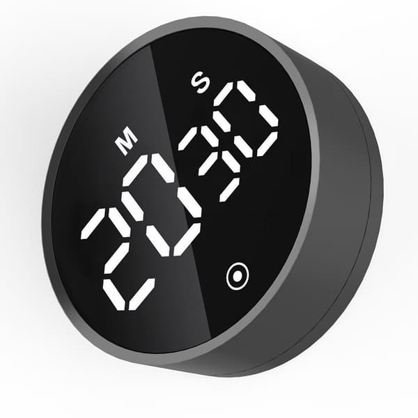 Roterande LED Nedräkningstimer 280 Digital Display Magnetisk Multifunktionell Timer Svart