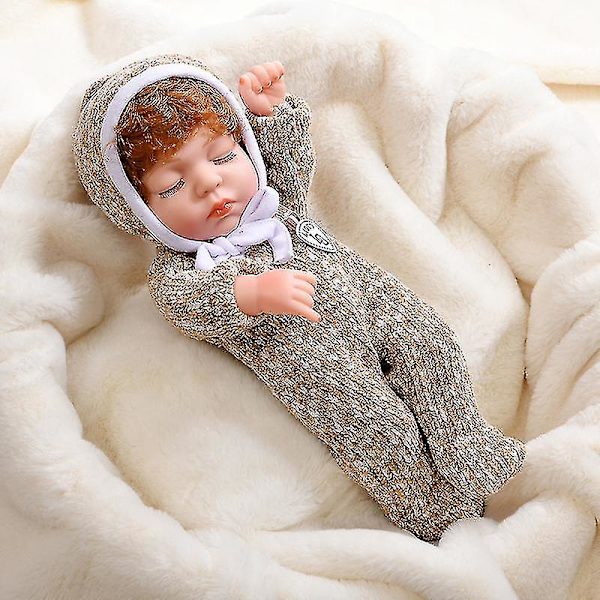 Reborn Baby Dolls Girls Silikon Helkroppsliknande Reborn Doll Sova Anatomiskt Korrekt Tvättbar leksaksdocka Reborn Babies 30cm,pojkbrun A_a
