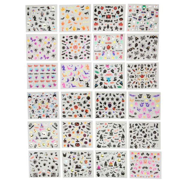 24 st Halloween Nagelkonst Stickers Självhäftande DIY Dekaler Manikyrdekorationer