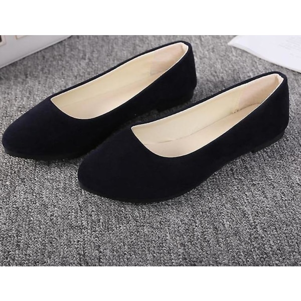 Damer Slip-on Faux Mocka Flats Skor Dark Blue 9.5