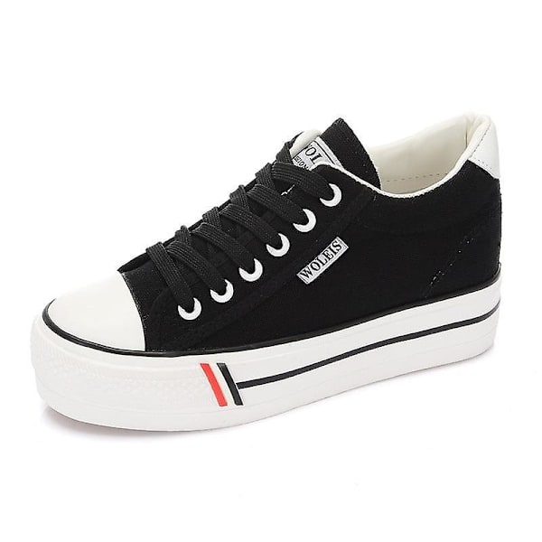 Casual Wedge- Sneakers som andas, plattformssneakers Black 35