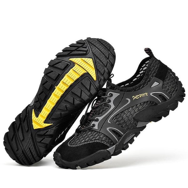 Herr Aqua Skor, Vandringsskor, Mjuka halkfria sneakers 9321-Black 41