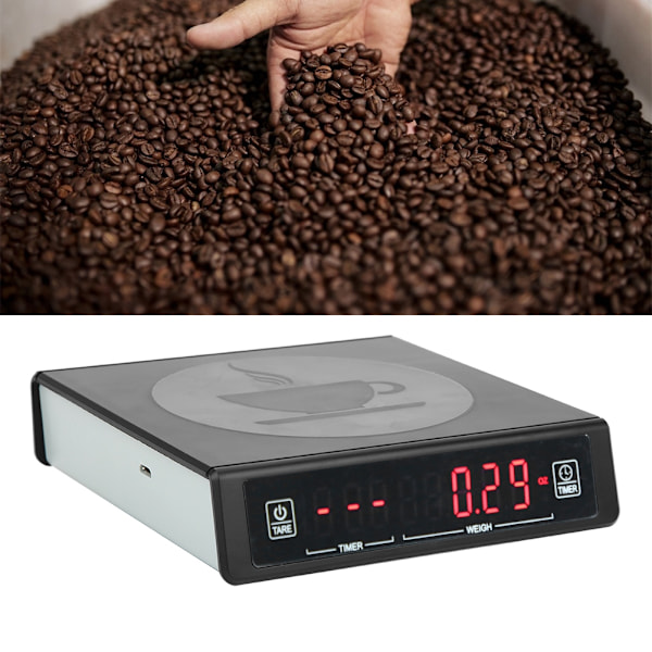 Svart Kaffe Bakning Kök Elektronisk Våg Batteri Uppladdningsbar med Timerfunktion 3kg/0.1g