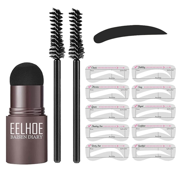 Eyebrow Stamp Shaping Kit Reusable Makeup Brow Powder Stencil Portable Waterproof Cosmetic Set gray