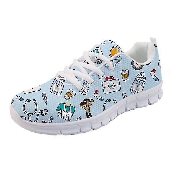 Våren sjuksköterska platta skor, kvinnor söta tecknade sneakers Set-2 39 / HMF1343AQ