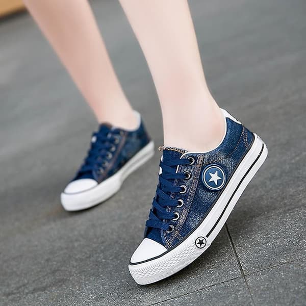 Bekväma platta damskor i denim Sky Blue 7