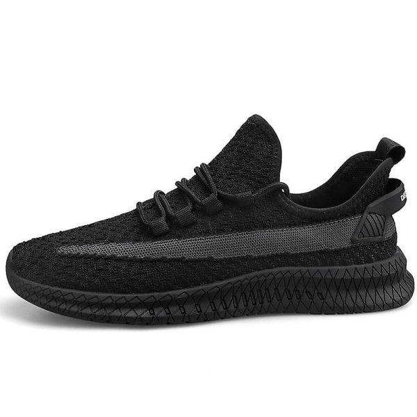 Nya män Casual Lac-up Lättvikts bekväma ventilerande sneakers Black gray 39