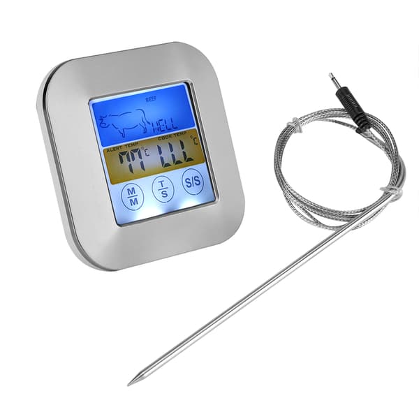 Digital mattermometer med pekskärm, timer och alarm för kök, matlagning, grillning och BBQ