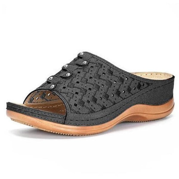 Kvinna sandaler med kilklackar Black 37