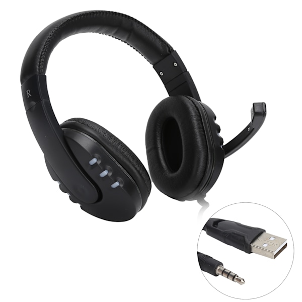 Spelheadset LED Färgglada Andningsljus Stereo Ljud E-sport Trådbundet Headset Svart