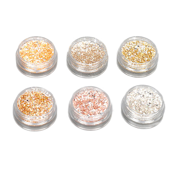 6 Färger Holografiskt Nagelglitter Kit Glittrande Konstdekoration för Hemmasalong Manikyr