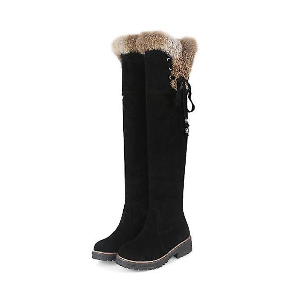 Vintermocka Knähöga stövlar Dammode varma stövlar BLACK 8