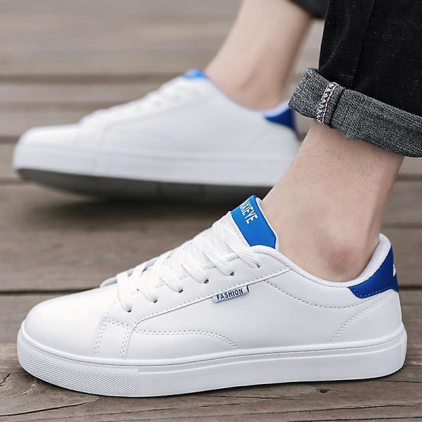 Höst- Läder Vulkaniserad Plattform, Tennis Casual, Sneakers Skor MA66 White and blue 9.5