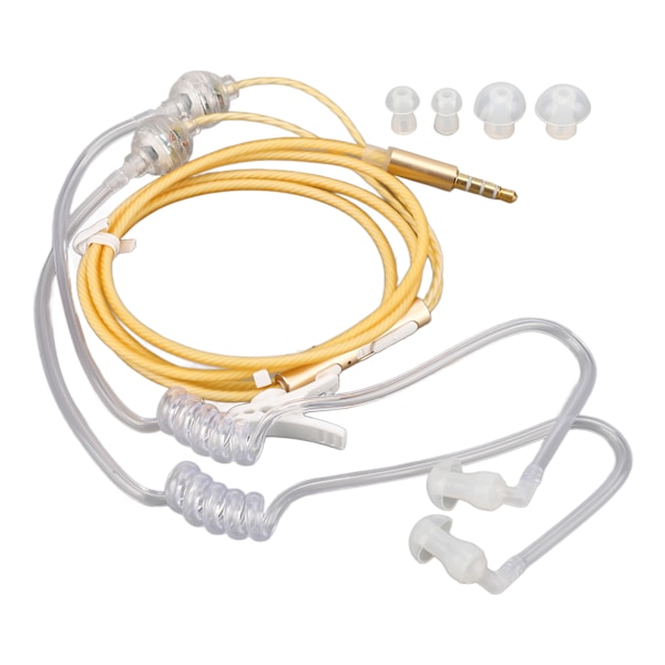 Lufttub-hörlurar Ergonomiska Strålningsfria Brusreducerande Bärbara Binaurala 3,5 mm Lufttub-headset för Laptop Surfplatta Orange
