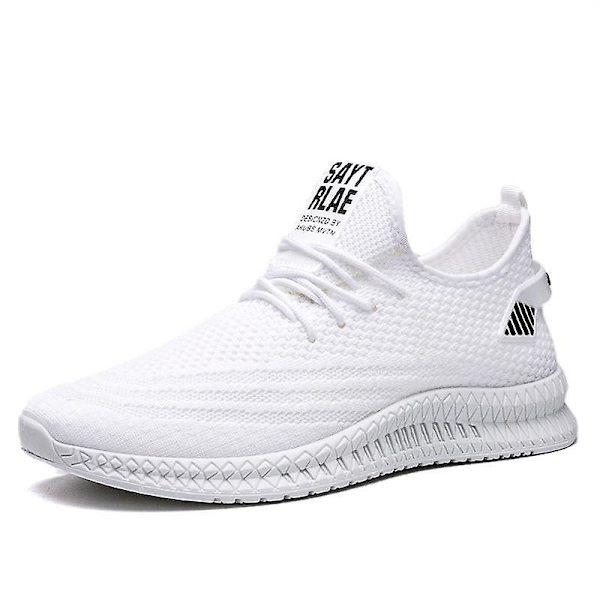 Fashionabla platta skor, ventilerande promenadskor i mesh A01 White 40