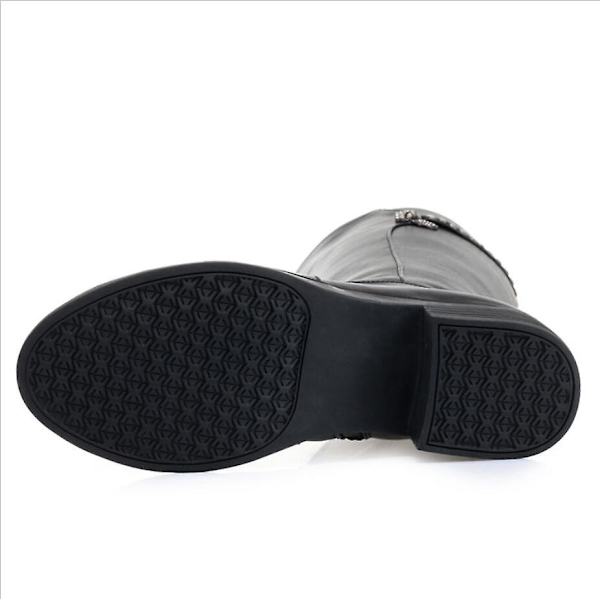 Kvinnor vinter, äkta läder kvinnliga stövlar 9 / Black wool