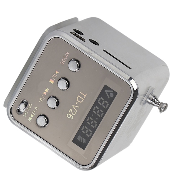 Miniftalare Musikspelare Bärbar FM-radio PC Mode Support TF-kort och U-disk Silver